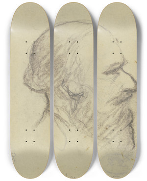 Triptych art skateboard deck of Mathilde Battenberg Martin Buber by Mathilde Battenberg