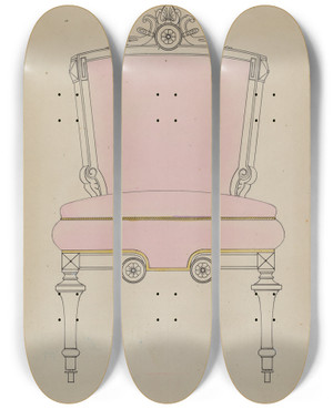 Triptych art skateboard deck of Jack Bochner Chair_1 by Jack Bochner