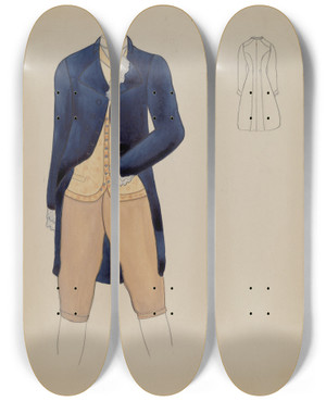 Triptych art skateboard deck of Charles Criswell Mans Suit_1 by Charles Criswell