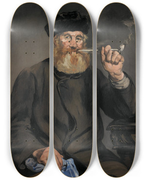 Triptych art skateboard deck of Douard Manet The Smoker by douard Manet (1832-1883)