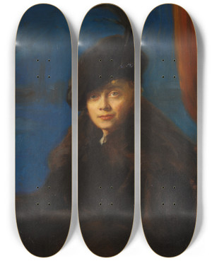 Triptych art skateboard deck of Bernhard Sterman Hilda Sterman_2 by Bernhard Osterman (1870-1938)