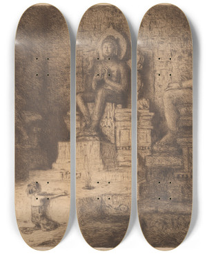 Triptych art skateboard deck of Marius Bauer Mendoet by Marius Bauer (1867-1932)