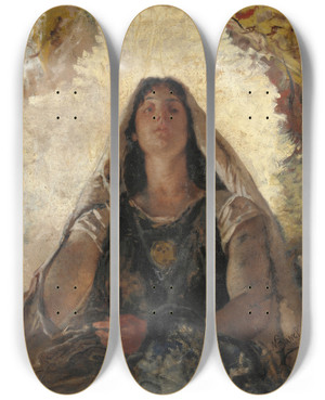 Triptych art skateboard deck of Mos Bianchi History by Mose Bianchi (1840-1904)