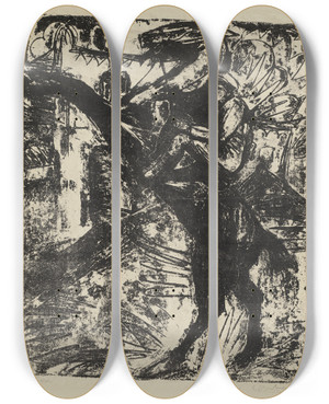 Triptych art skateboard deck of Ernst Ludwig Kirchner Steigendes Pferd Mit Reiter by Ernst Ludwig Kirchner (1880-1938)