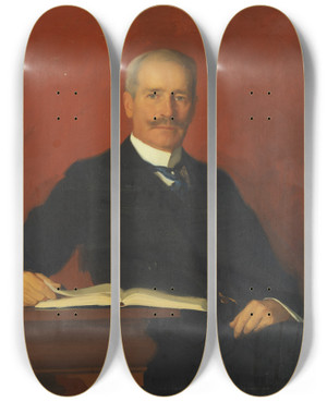 Triptych art skateboard deck of Bernhard Sterman Governor Lennart Reuterskild by Bernhard Osterman (1870-1938)