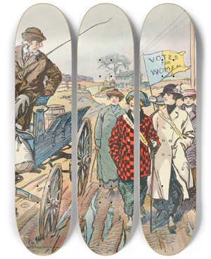 Triptych art skateboard deck of Gordon Grant Giddap by Gordon Grant (1875-1962)