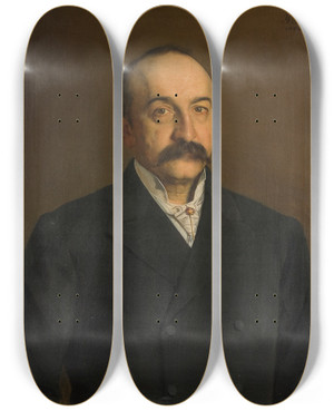 Triptych art skateboard deck of Uro Predi Milan Savi by Uros Predic (1857-1953)