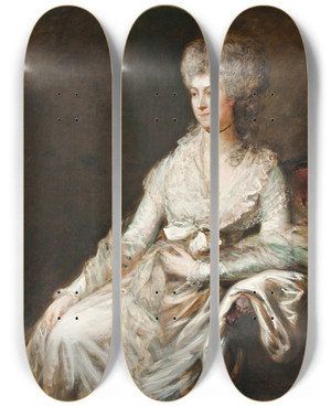 Triptych art skateboard deck of Thomas Gainsborough Madame Lebrun by Thomas Gainsborough (1727-1788)