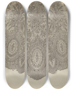 Triptych art skateboard deck of Carl Buergerniss Black Lace by Carl Buergerniss (20-)