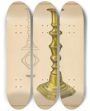 Triptych art skateboard deck of Jack Staloff Candlestick_4 by Jack Staloff