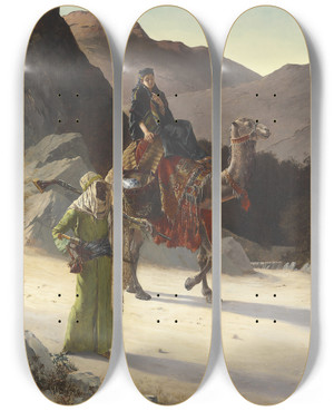 Triptych art skateboard deck of Rudolf Ernst Lescorte by Rudolf Ernst (1854-1932)