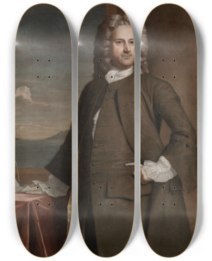 Triptych art skateboard deck of Robert Feke Charles Apthorp by Robert Feke (1707-1752)
