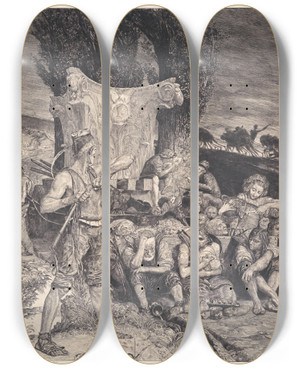 Triptych art skateboard deck of Max Klinger Misery Elend by Max Klinger (1857-1920)