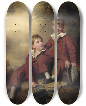 Triptych art skateboard deck of Sir Henry Raeburn The Binning Children by Sir Henry Raeburn (1756-1823)