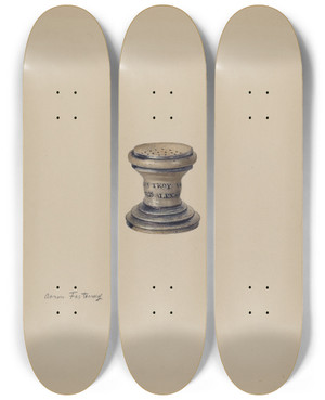 Triptych art skateboard deck of Aaron Fastovsky Sander by Aaron Fastovsky