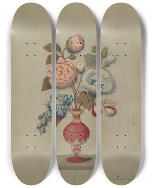 Triptych art skateboard deck of Eugene Croe Embroidery by Eugene Croe (20-)