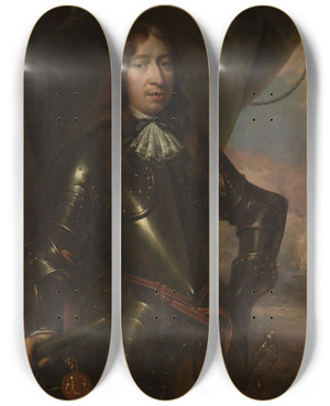Triptych art skateboard deck of Jan De Baen Willem Joseph Baron Van Gendt 16251672 Vice Admiral by Jan De Baen (1633-1702)