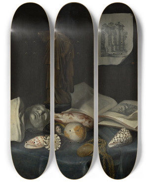 Triptych art skateboard deck of Sebastien Stoskopff Still Life by Sebastian Stoskopff
