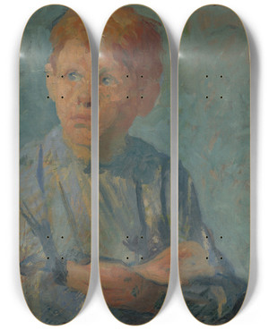 Triptych art skateboard deck of Elemr Halszhradil Ginger Boy by Elemir Halasz Hradil (1873-1948)