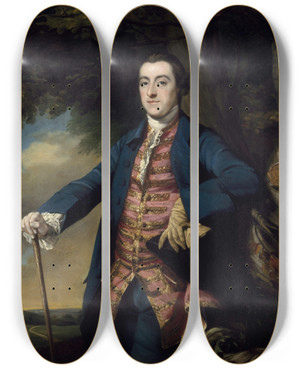 Triptych art skateboard deck of Francis Cotes Dr Connell by Francis Cotes (1726-1770)