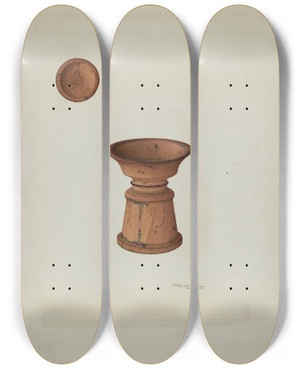 Triptych art skateboard deck of Frank Gray Ink Sander by Frank Gray