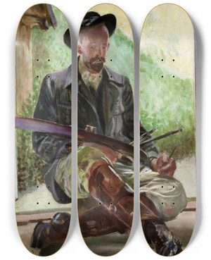 Triptych art skateboard deck of Jacek Malczewski My Models Triptych Central Part by Jacek Malczewski (1854-1929)