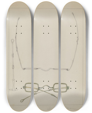 Triptych art skateboard deck of Cora Parker Spectacles by Cora Parker