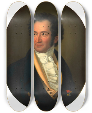Triptych art skateboard deck of Christoph Frank Herrenbildnis by Christoph Frank (1787-1822)