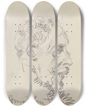 Triptych art skateboard deck of Arno Stern The Painter James Ensor by Arno Stern