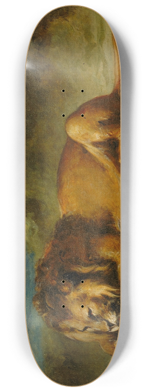 Imitator of Eugne Delacroix - Lion Devouring a Goat 8.25 inch art skate deck