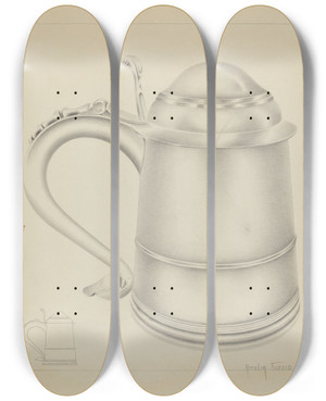 Triptych art skateboard deck of Amelia Tuccio Silver Tankard_1 by Amelia Tuccio (20-)