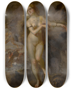 Triptych art skateboard deck of Flemish School Andromeda Rescued By Perseus by Flemish School