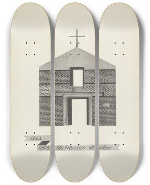 Triptych art skateboard deck of James Jones Mision San Francisco De Solano_2 by James Jones