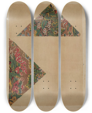 Triptych art skateboard deck of Dorothy Dwin Historical Printed Textile by Dorothy Dwin