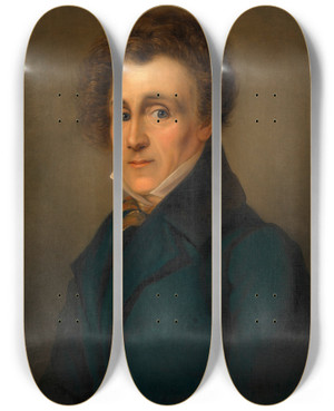 Triptych art skateboard deck of Friedrich Remde Ferdinand Raimund Schauspieler Und Dramatiker by Friedrich Remde (1801-1878)