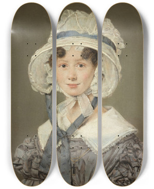 Triptych art skateboard deck of Christian Albrecht Jensen Birgitte Sbtker Hohlenberg Ne Malling by Christian Albrecht Jensen (1792-1870)