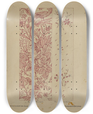 Triptych art skateboard deck of Edmond W Brown Patchwork Quilt_2 by Edmond W Brown