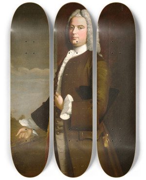 Triptych art skateboard deck of Robert Feke Tench Francis by Robert Feke (1707-1752)