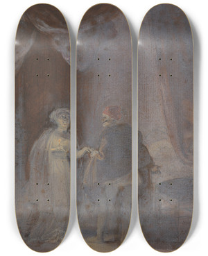 Triptych art skateboard deck of Robert Smirke One From Illustrations To Shakespeare_23 by Robert Smirke (1752-1845)