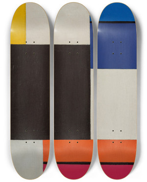 Triptych art skateboard deck of Theo Van Doesburg Composition Xxi by Theo Van Doesburg (1883-1931)