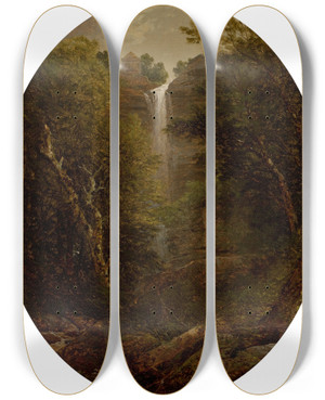 Triptych art skateboard deck of John William Casilear In The Catskills by John William Casilear (1811-1893)