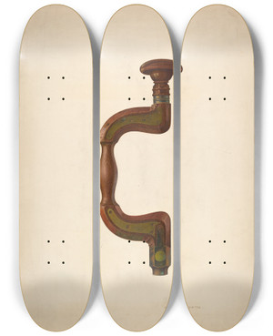 Triptych art skateboard deck of Oscar Bluhme Bit Brace by Oscar Bluhme