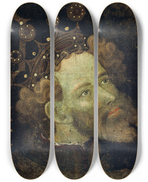Triptych art skateboard deck of Jaume Mateu Peter Iv The Ceremonious by Jaume Mateu (1382-1452)