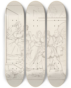 Triptych art skateboard deck of Edvard Sonne Scene Af Tobias Historie_2 by Edvard Sonne