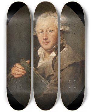 Triptych art skateboard deck of Peter Adolf Hall Selfportrait_2 by Peter Adolf Hall (1739-1793)