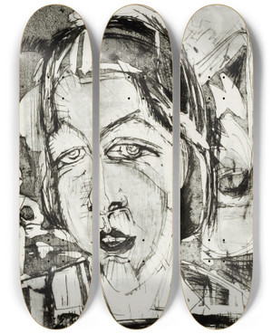 Triptych art skateboard deck of Albert Mller Ursulina Ii by Albert Muller (1897-1926)