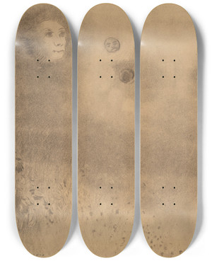 Triptych art skateboard deck of Odilon Redon Hallucinations by Odilon Redon (1840-1916)