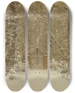 Triptych art skateboard deck of Karl Biese Parktor by Karl Biese (1863-1926)