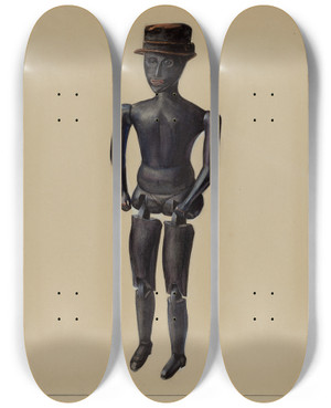 Triptych art skateboard deck of Mina Lowry Dancing Doll_1 by Mina Lowry (1894-1942)