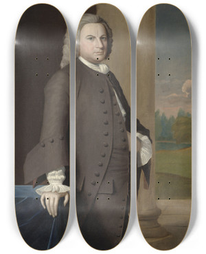 Triptych art skateboard deck of Robert Feke Simon Pease by Robert Feke (1707-1752)